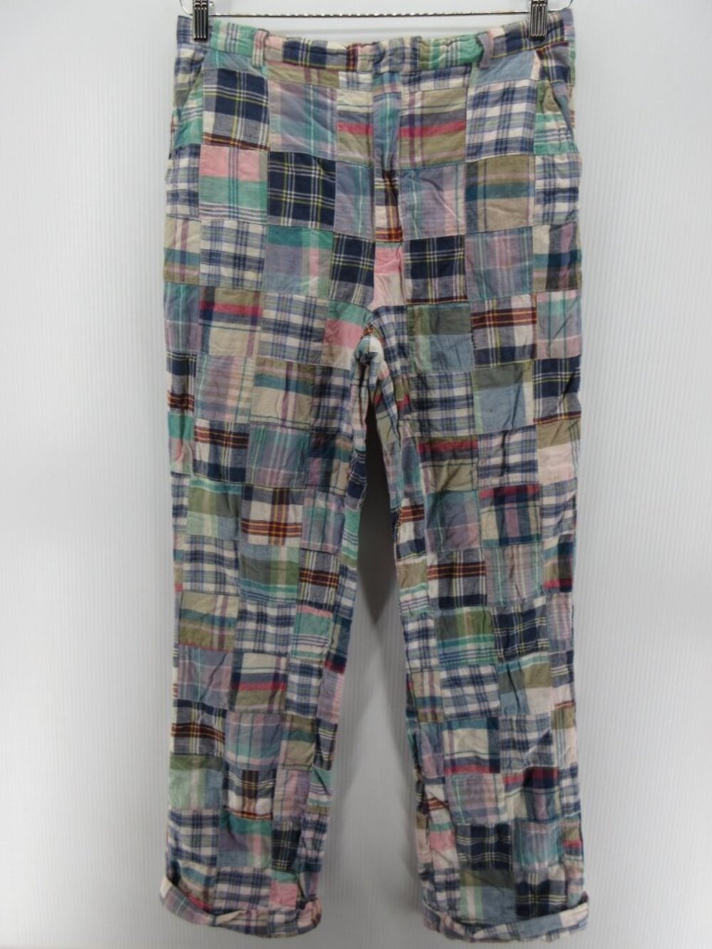 VTG Triminghams Pants 32X30 Patchwork Madras Plaid Trousers 80s 90s *